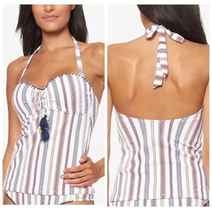 JESSICA SIMPSON Striped textured tankini top